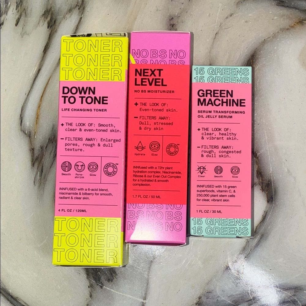 Skincare Toner and Moisturizer Set - Yellow, Pink, Green